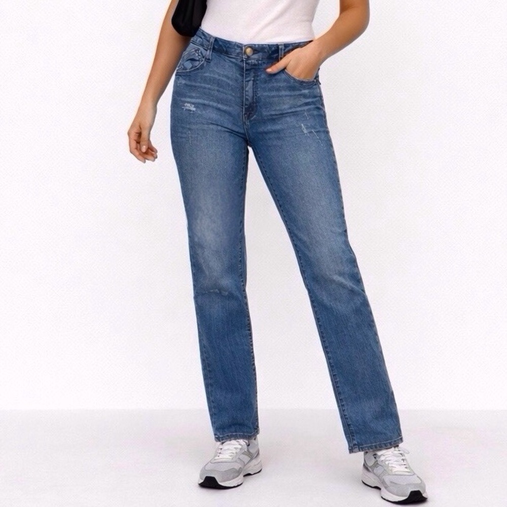 Democracy 8 Ab Solution Jeans Womens Straight Leg Mid Rise Stretch B2302Q4P2